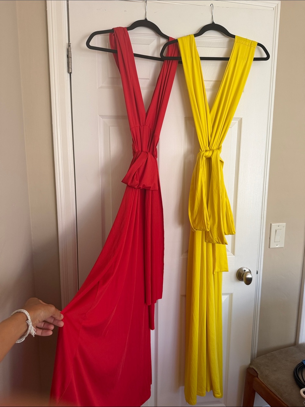 Versatile Red and Yellow Wrap Dresses